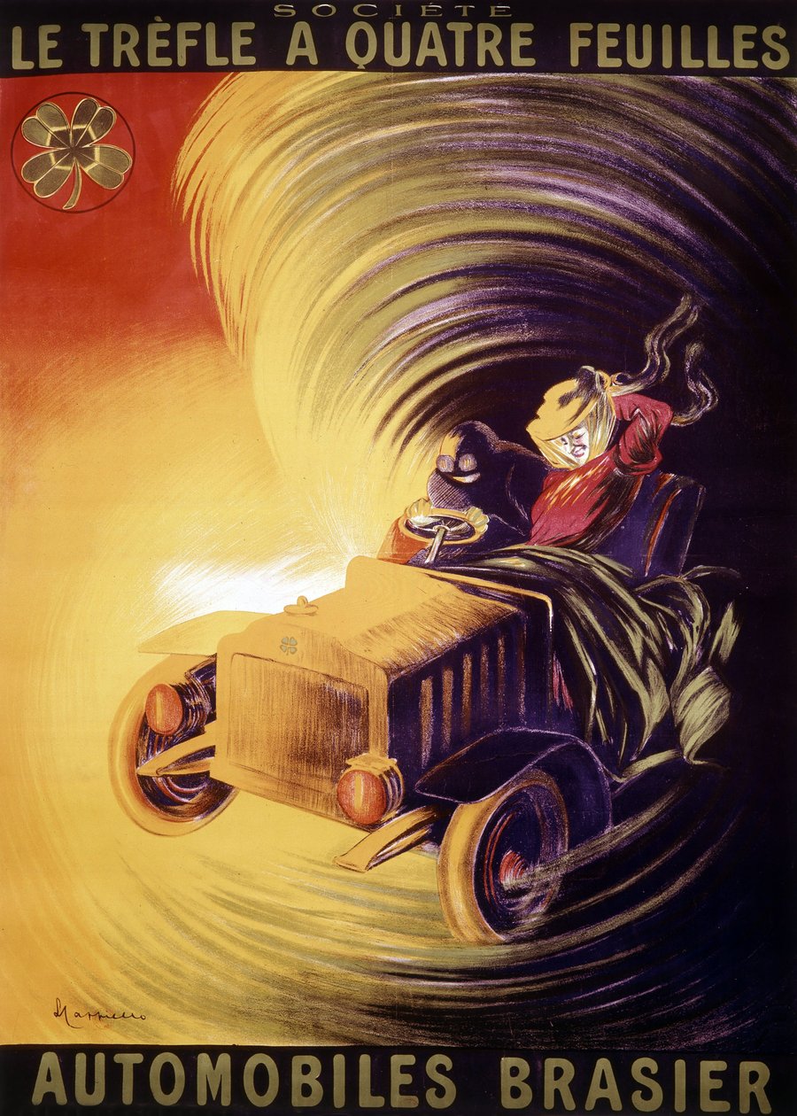 Reklama Leonetta Cappiella na vozy Brasier ve Francii kolem roku 1900 od Leonetto Cappiello