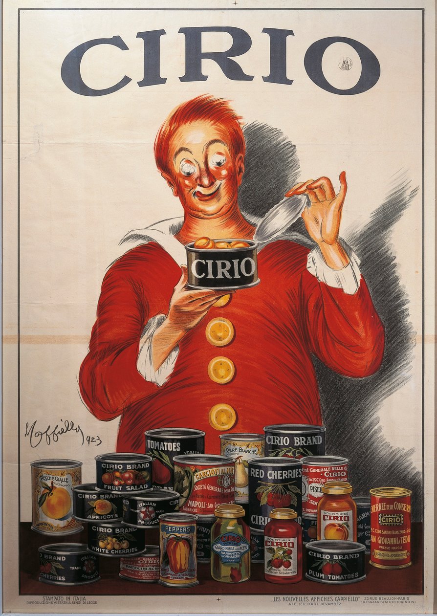 Reklama na konzervu Cirio, od Leonetta Cappiella (1875-1942), ilustrace od Leonetto Cappiello