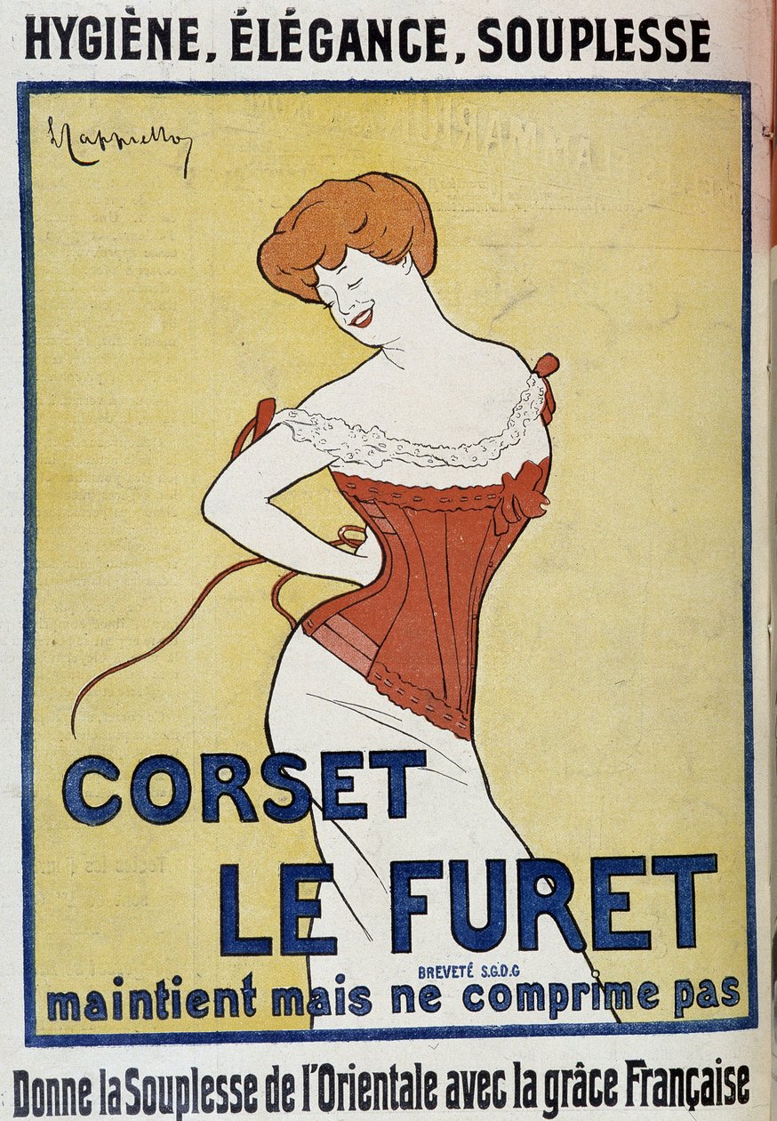 Reklama „Le Ferret korzet“ – od Leonetta Cappiella (1875-1942), v „Le Cri de Paris“ od Leonetto Cappiello