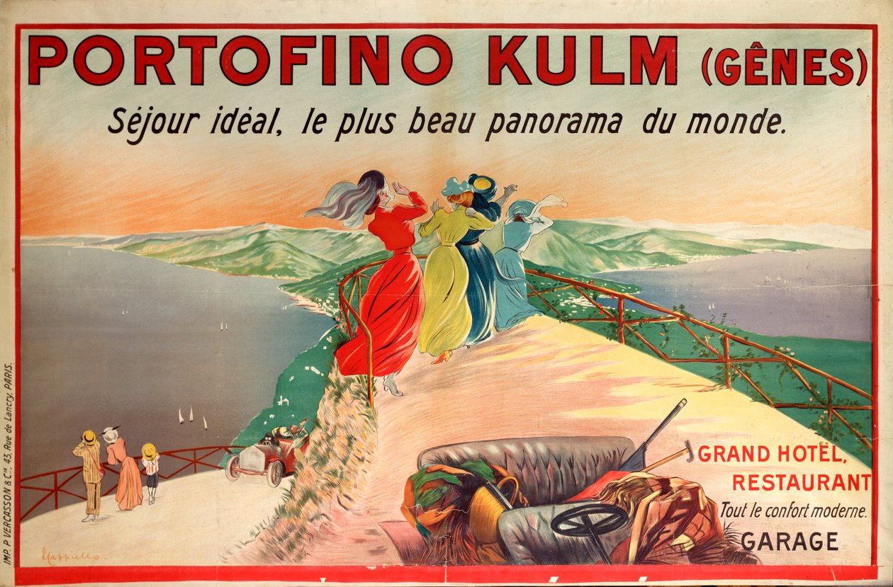 Reklamní plakát pro hotel Portofino Kulm v Camogli, Itálie, 20. století od Leonetto Cappiello