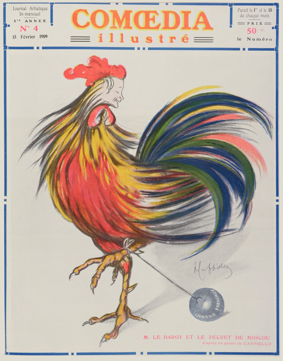 Obálka Comoedia Illustre, 15. února 1909 od Leonetto Cappiello