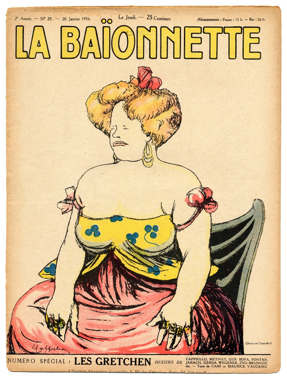 Obálka "" La Baionnette "", Satirický v barvách od Leonetto Cappiello