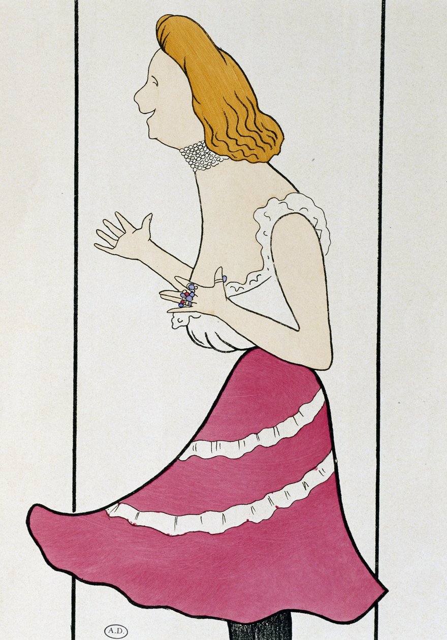 Herečka Mademoiselle Cassive v La Dame de Chez Maxim, Georges Feydeau (1862-1921), karikatura 1899 (kresba) od Leonetto Cappiello