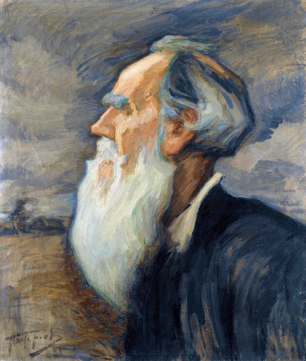 ""Spisovatel Leon Tolstoy (1828-1910) (Portrét Lva Tolstého) Obraz Leonida Osipoviče Pasternaka (1862-1945), - Olej na plátně, 77,5x66 Soukromá sbírka od Leonid Osipovic Pasternak