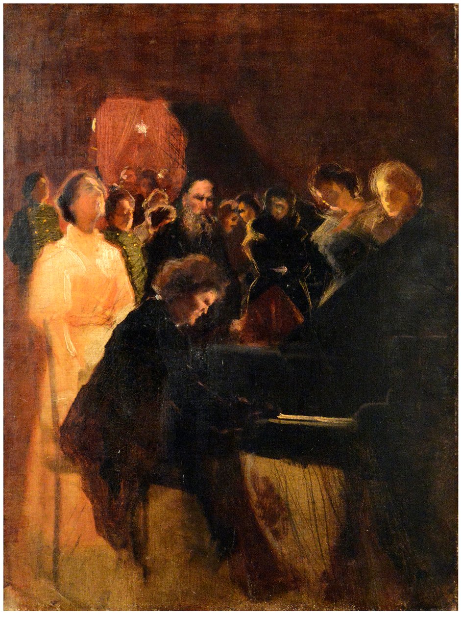 Lev Tolstoj na koncertě Antona Rubinsteina (1829-1894) par Pasternaka, Leonida Osipoviče (1862-1945). Pastel na kartonu, rozměr: 64x50 od Leonid Osipovic Pasternak