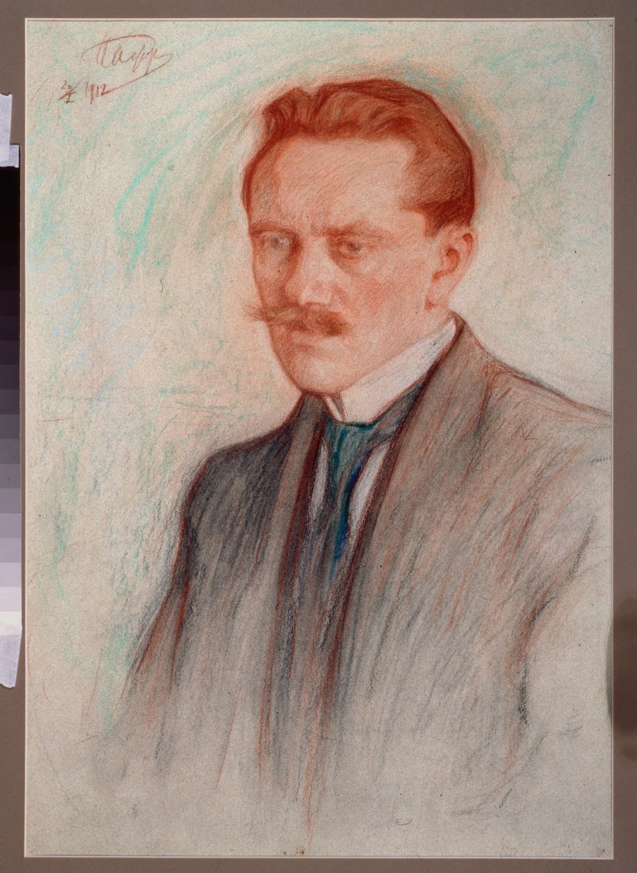 Portrét básníka Jurgise Baltrusaitise (1873-1944). Dílo Leonida Osipoviče Pasternaka (1862-1945), sangvinik a křída na papíře od Leonid Osipovic Pasternak