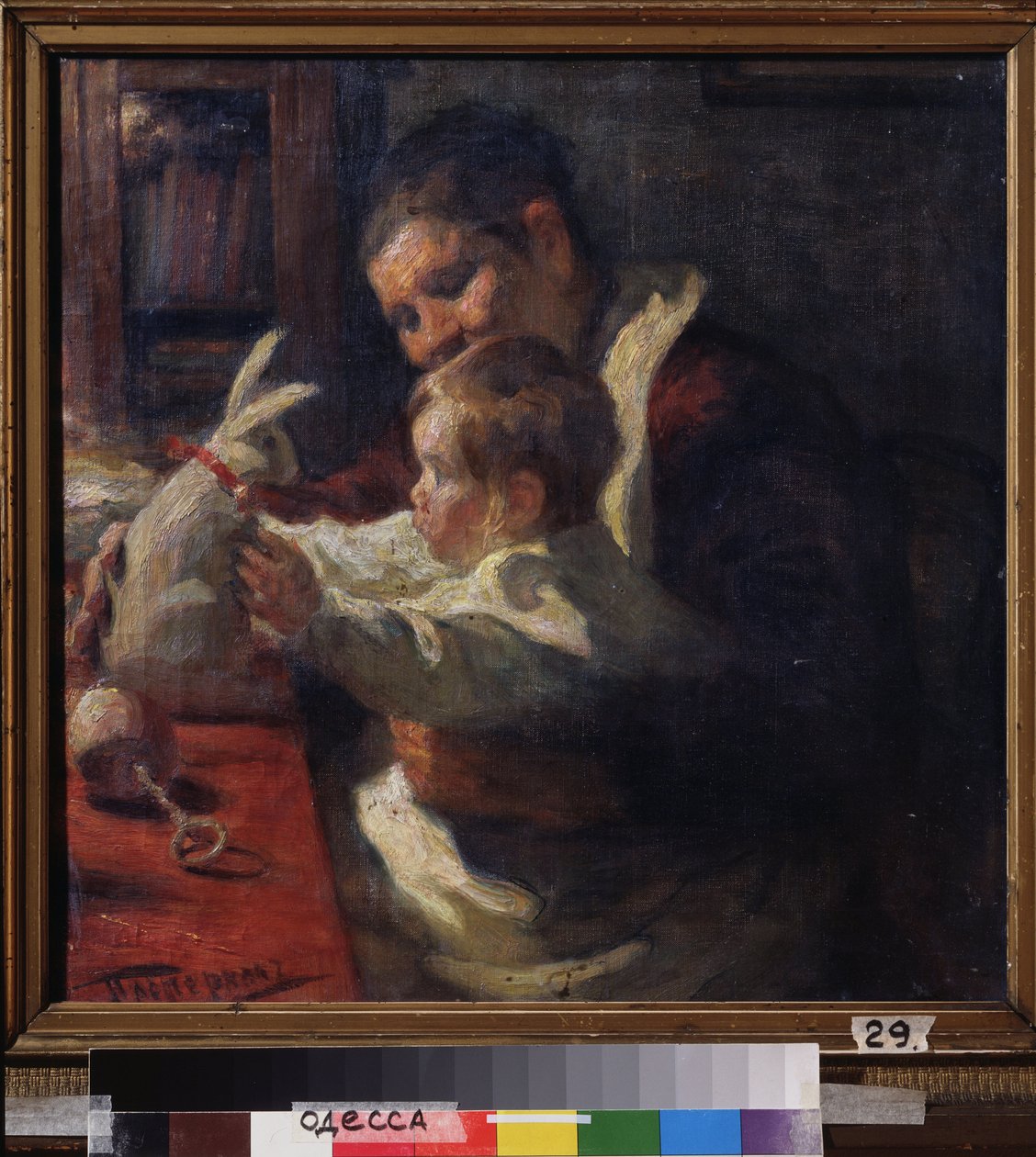 Králík. Zdravotní sestra s dítětem. Obraz Leonida Osipoviče Pasternaka (1862-1945), olej na plátně od Leonid Osipovic Pasternak