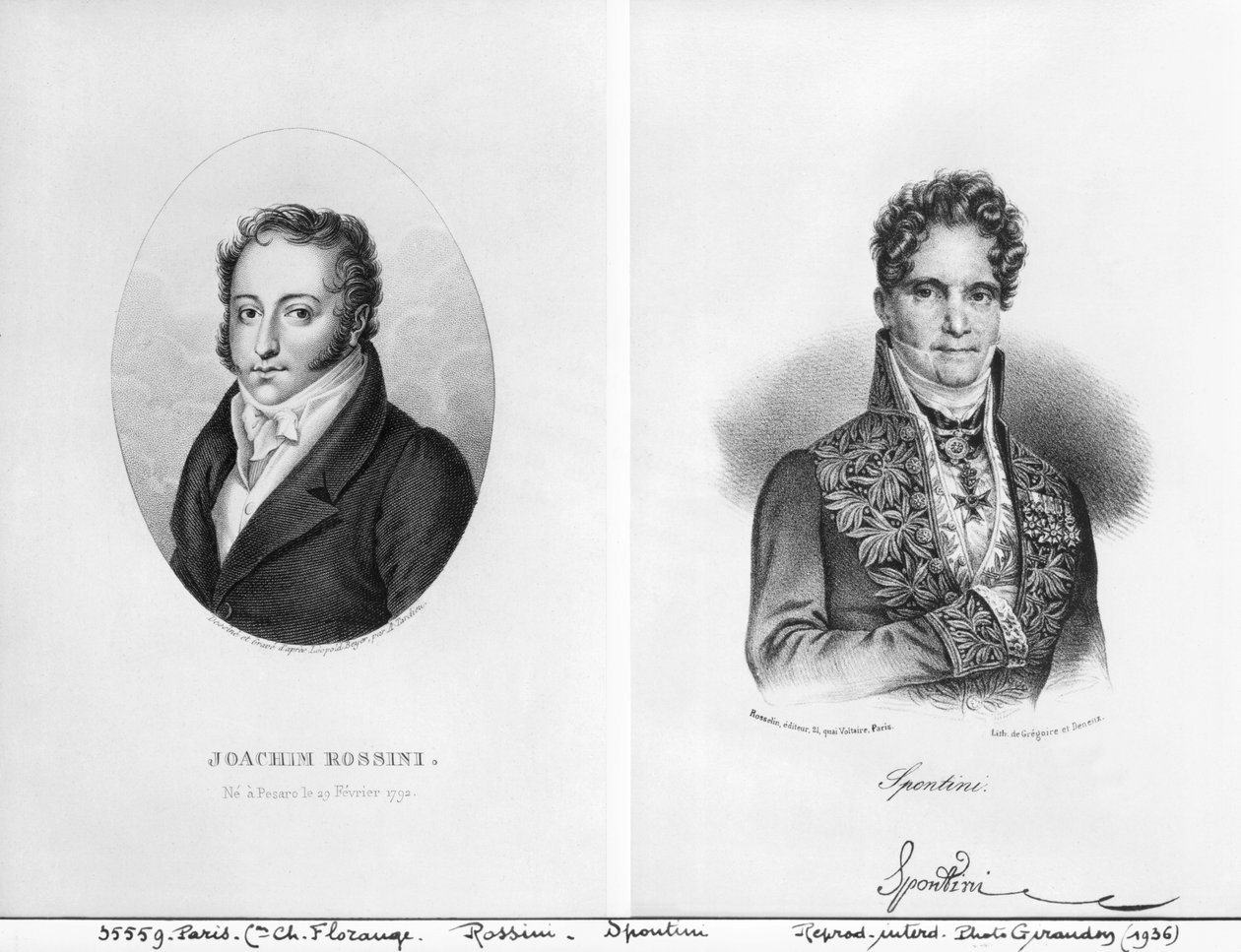 Gioacchino Rossini (1792-1868) a Gaspare Spontini (1774-1851) ryté Ambroise Tardieu (1788-1841) a Gregoire et Deneux (18.-19. století) od Leopold Beyer