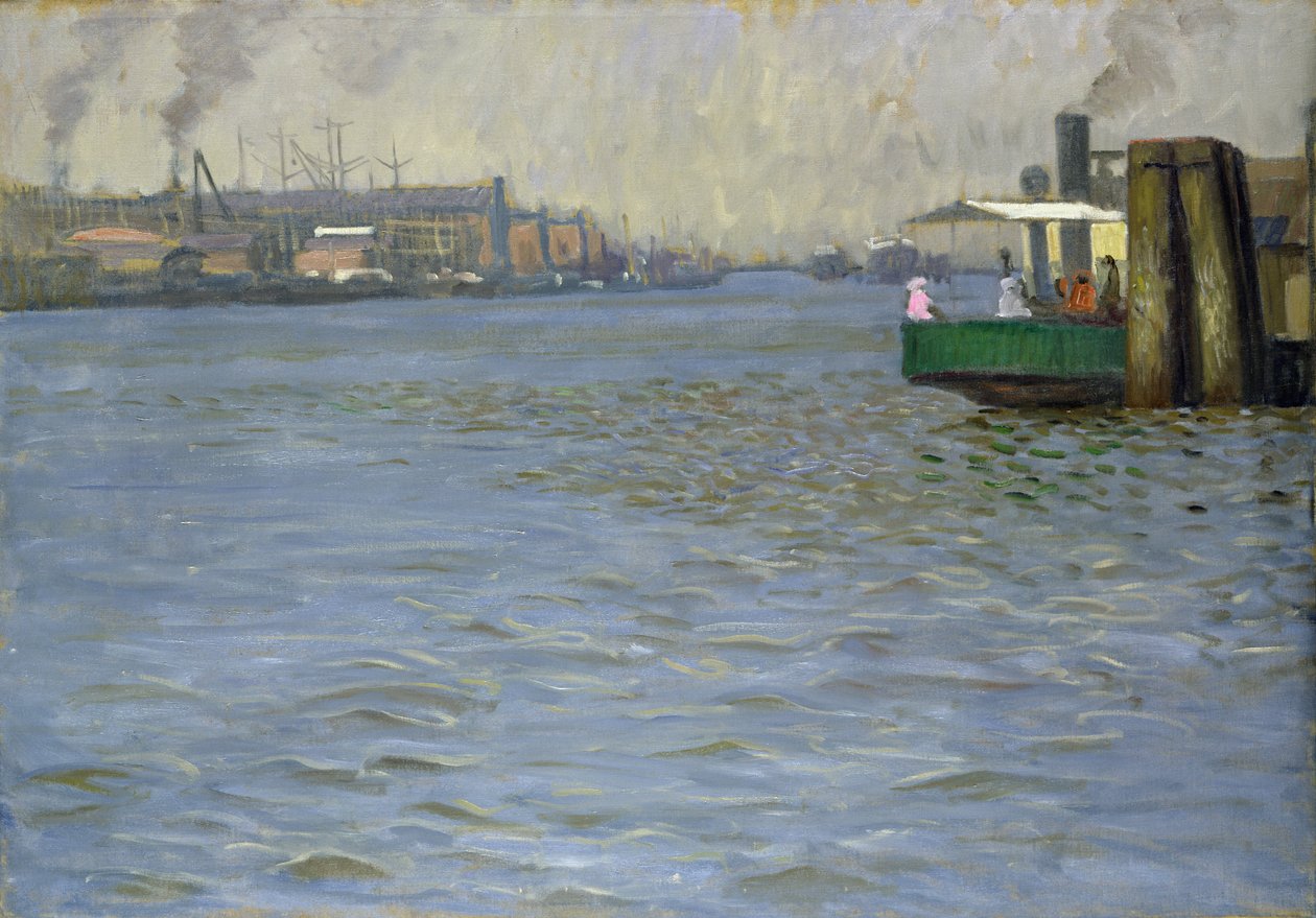 Nedělní atmosféra na Labi, St. Paul Landing Bridge, 1901 (viz také 192003) od Leopold Karl Walter von Kalckreuth