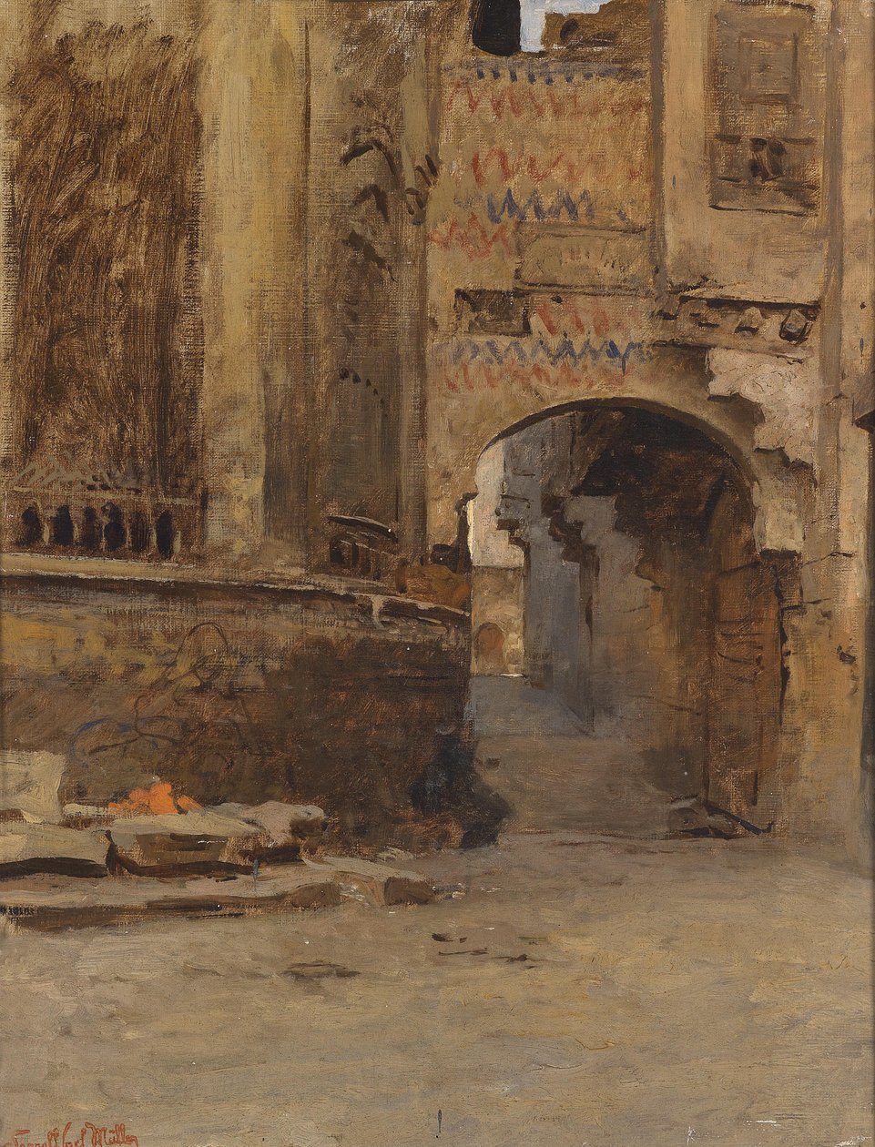 Oblouk v Káhiře, ulice Alfat-el-Hammam od Leopold Muller