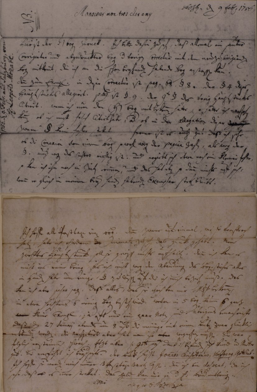 Dopis Leopolda Mozarta informující J.J. Lotter narození svého syna, Amadea Mozarta, 9. února 1756 od Leopold Mozart