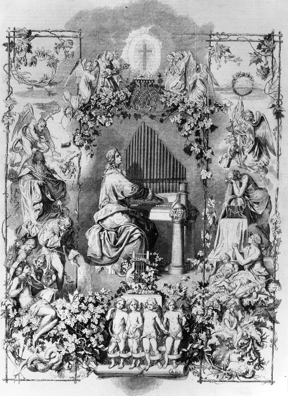 Mozartova apoteóza, vyryl Carl Joseph Geiger, 1857 od Leopold Schmidt