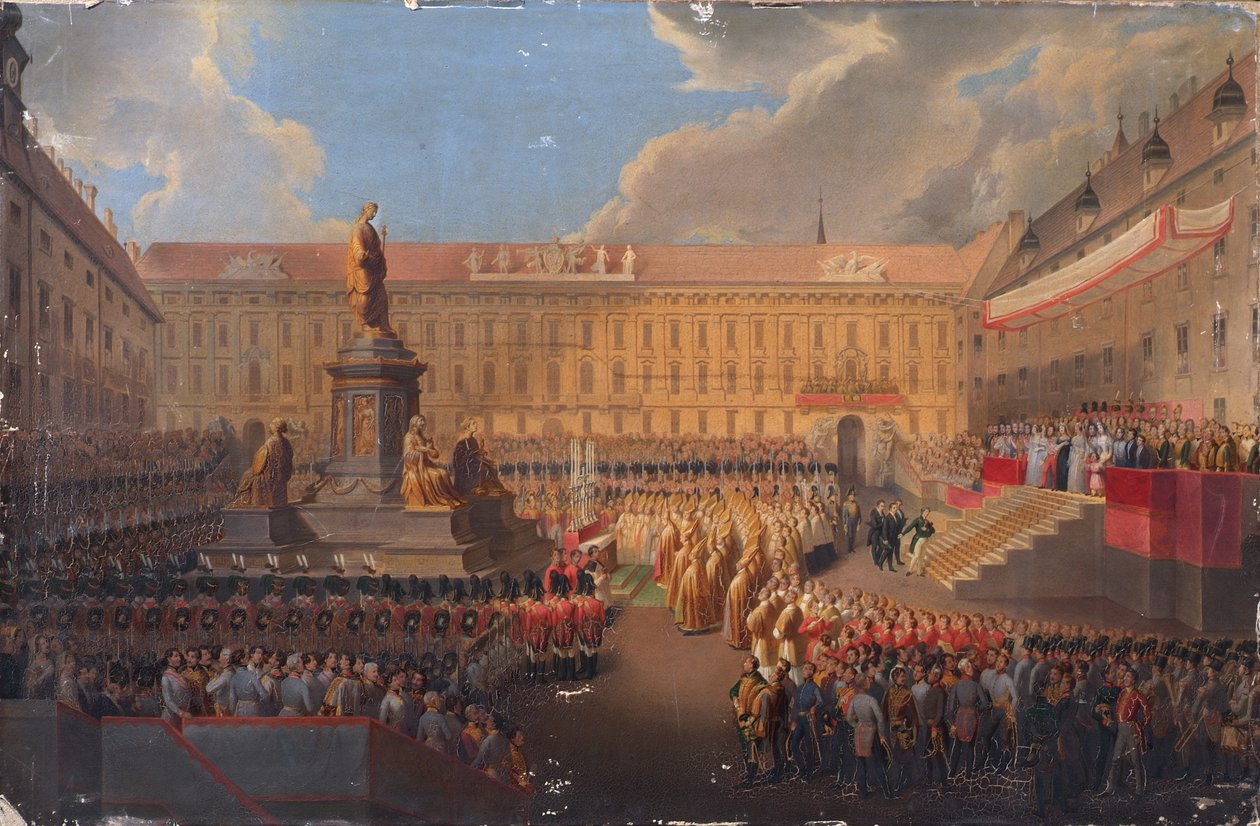 Odhalení pomníku rakouského císaře Františka I. 19. června 1846 na vídeňském Franzensplatz od Leopold Bucher