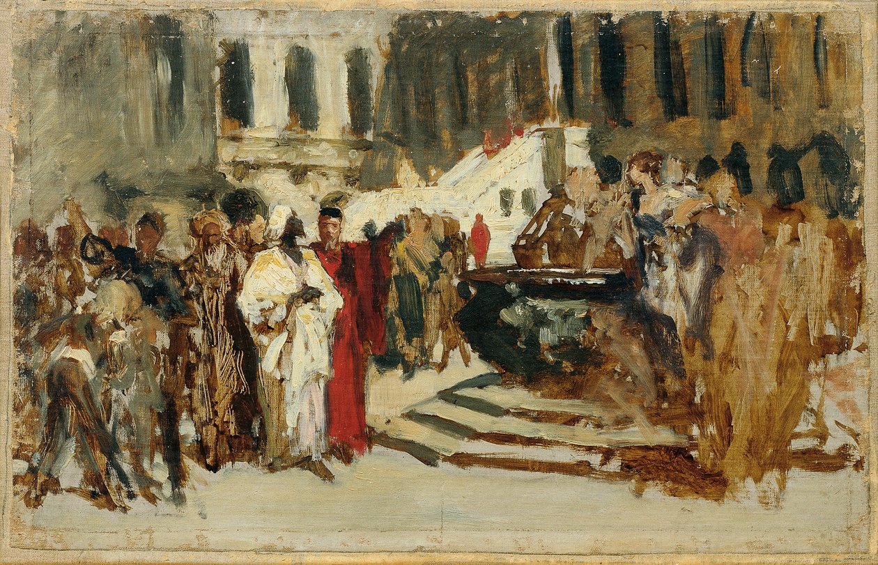 Skica k obrazu "Arabští obchodníci v Benátkách" od Leopold Carl Muller