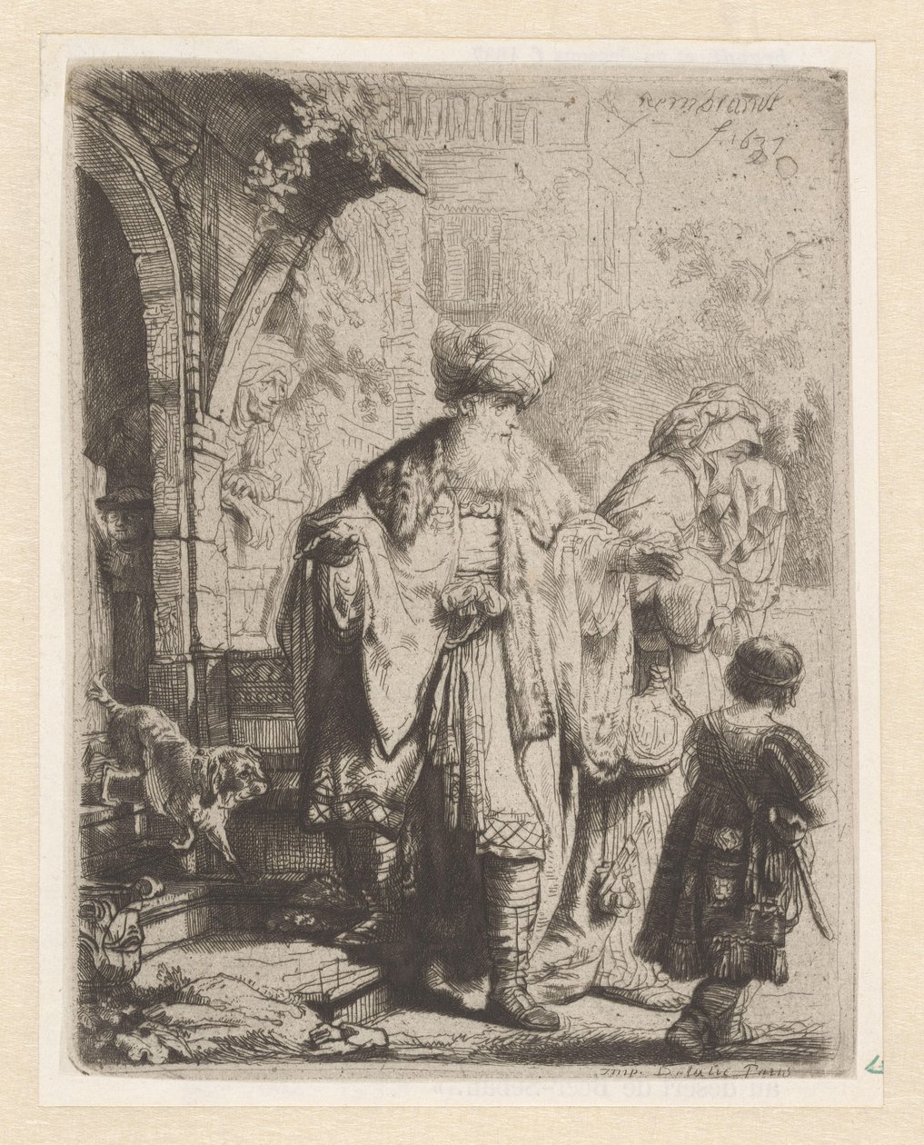 Abraham vyhnal Hagar a Izmaela od Leopold Flameng