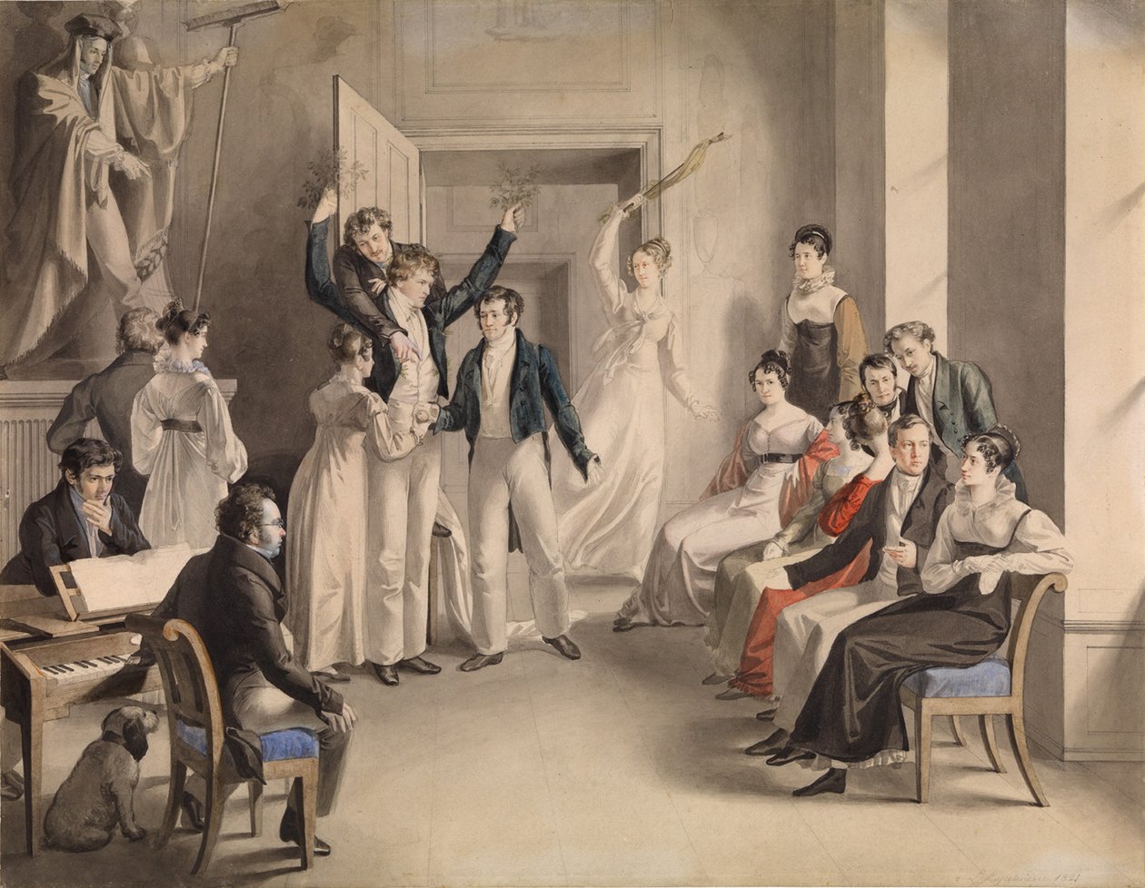 Franz Schubert 1797-1828. Společenská hra Schubertians v Atzenbrugg, 1821 od Leopold Kupelwieser