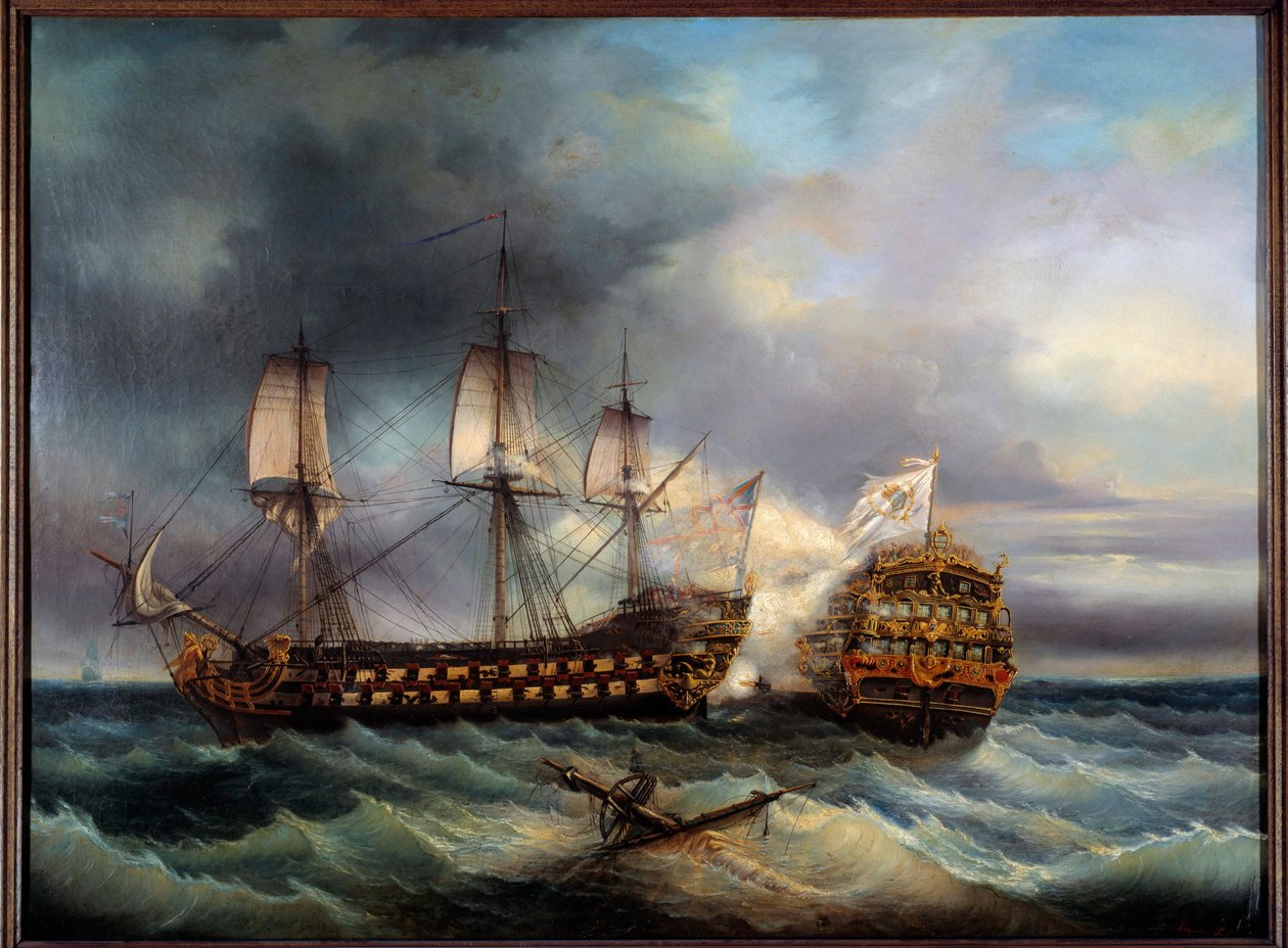 Námořní bitva mezi anglickým a francouzským malířstvím Leopold Le Guen (1828-1895) Brest 19. století, Muzeum výtvarných umění od Leopold Le Guen