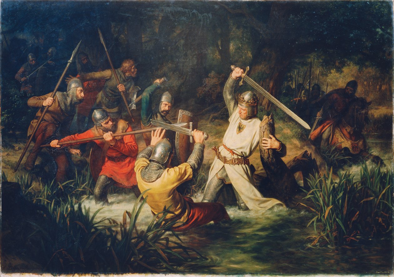 Rudolf von Habsburg ve smrtelném nebezpečí od Leopold Löffler Edler von Radymno