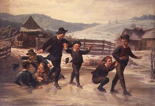 Děti bruslení od Leopold Till