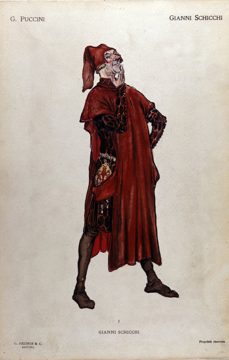 Kostým pro postavu Gianni Schicchi z opery "Il trittico" (Triptych) od Giacoma Pucciniho (1858-1924) - 1919 od Leopoldo Metlicovitz