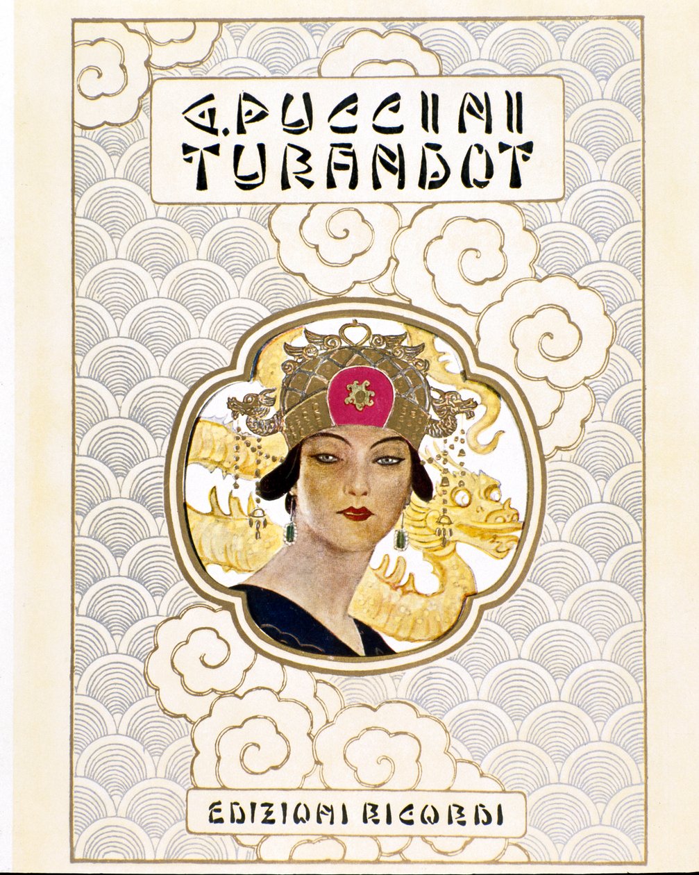 Obálka partitury k opeře Turandot c. 1926 (rytina) od Leopoldo Metlicovitz