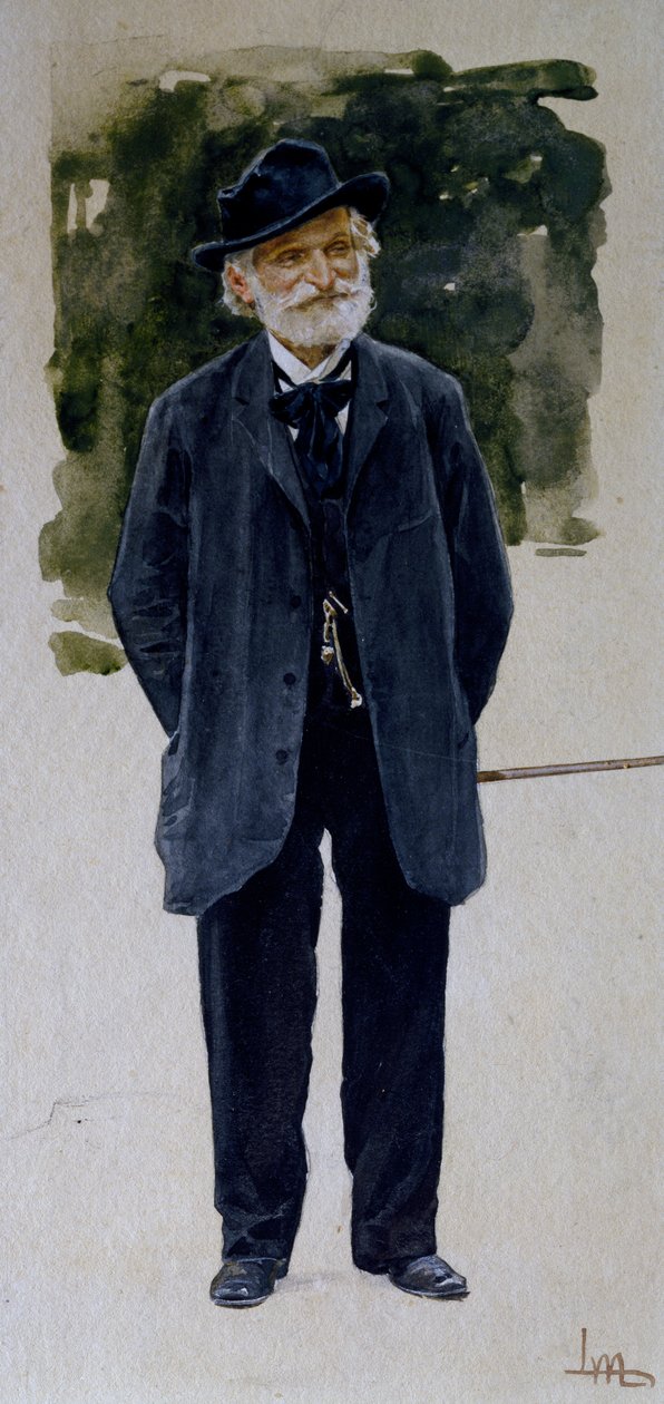 Portrét Giuseppe Verdiho (akvarel na papíře) od Leopoldo Metlicovitz