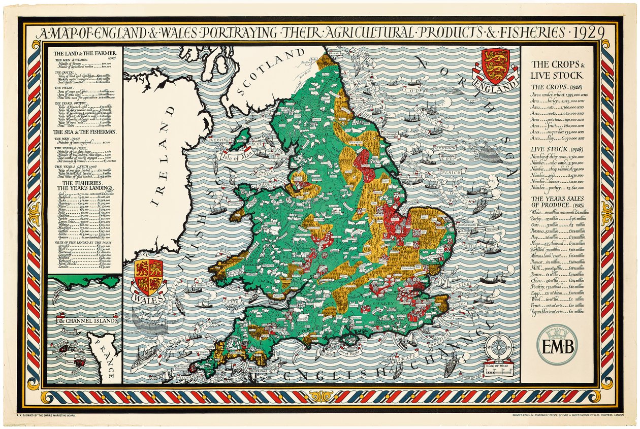 Mapa Anglie a Walesu od Leslie MacDonald Gill