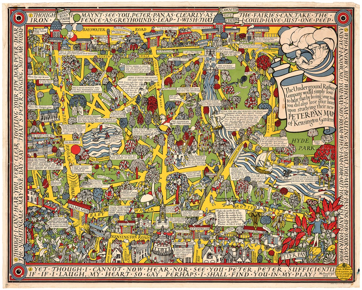 Peter Pan Mapa South Kensington od Leslie MacDonald Gill