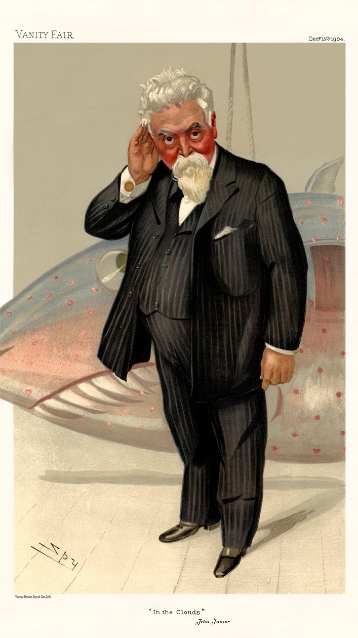 Sir Hiram Stevens Maxim - portrét stojící od Leslie Matthew (1851 1922) Ward