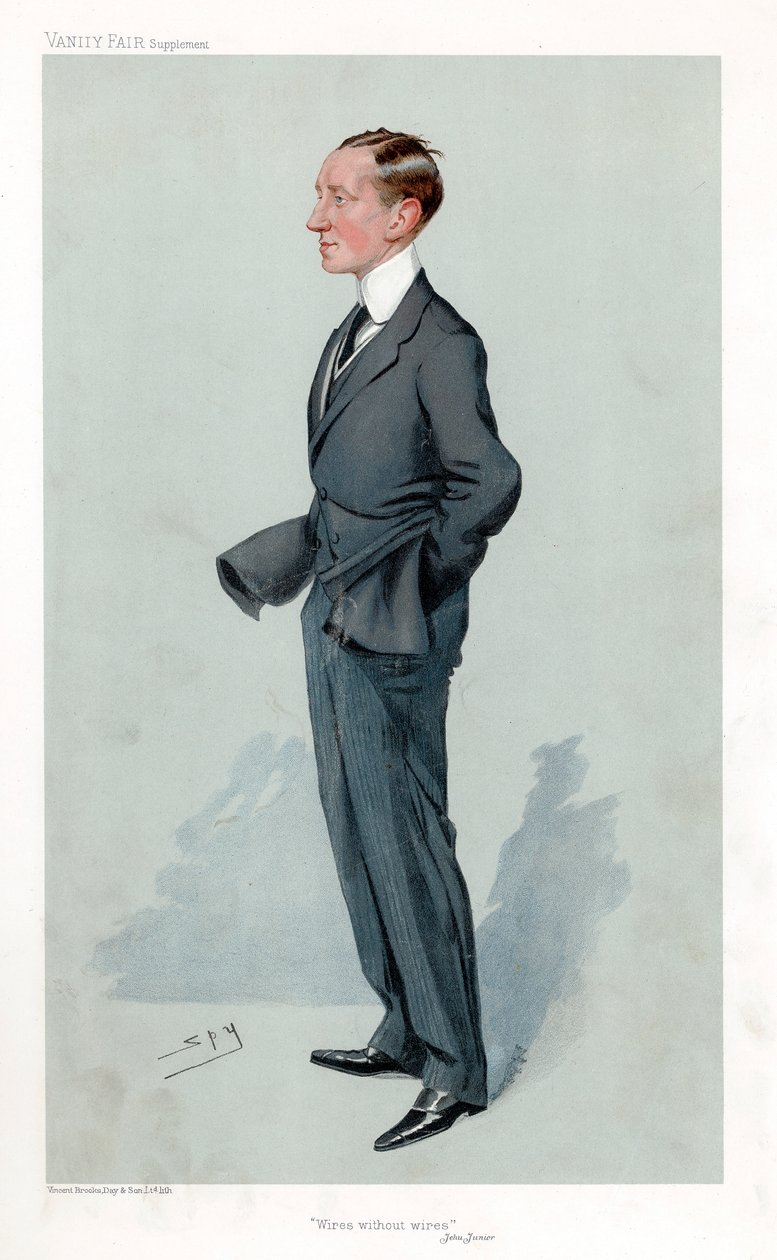 Guglielmo Marconi, italský fyzik a vynálezce a průkopník bezdrátové telegrafie od Leslie Matthew Ward