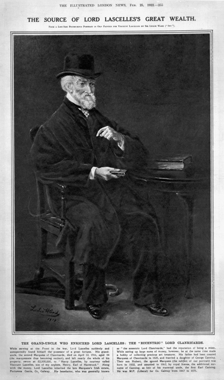 Hubert George de Burgh-Canning, 2. markýz z Clanricarde, 1919 od Leslie Matthew Ward