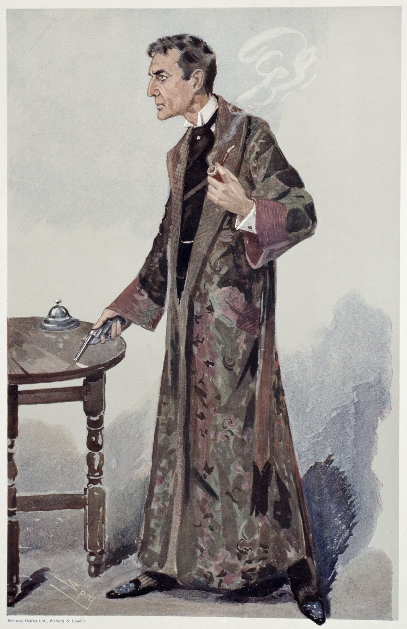Sherlock Holmes, karikatura herce Williama Gillettea z Vanity Fair, 1907 od Leslie Matthew Ward