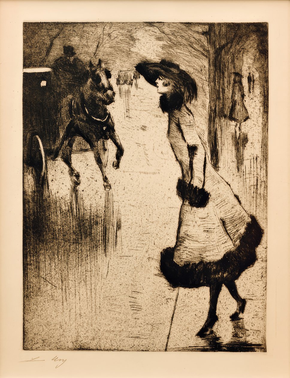 Paní volající koňský taxík od Lesser Ury