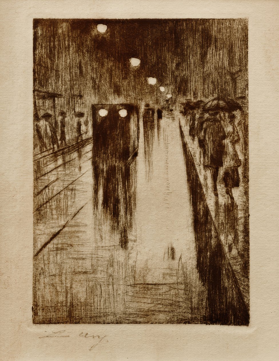 Leipziger Strasse v dešti od Lesser Ury