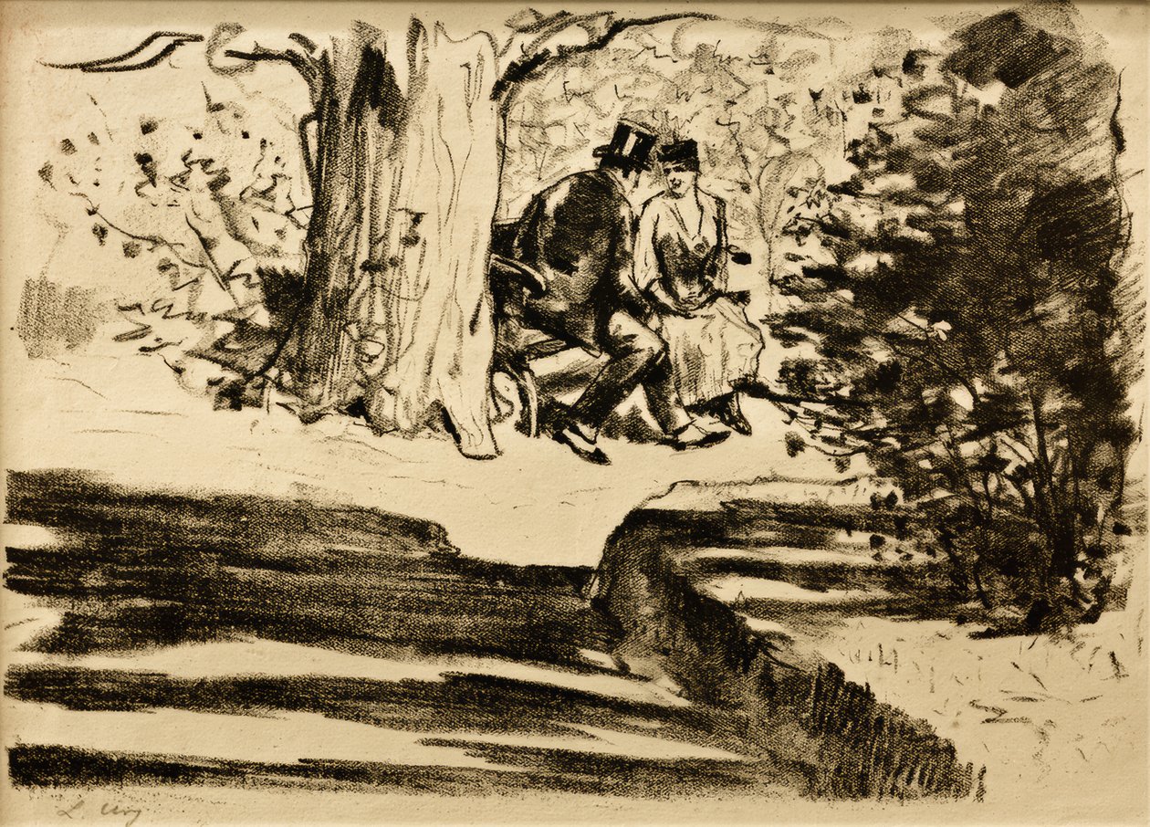 Pár na lavičce od Lesser Ury