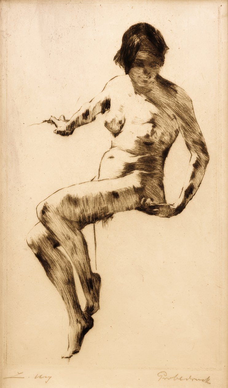 Sedící ženský akt od Lesser Ury
