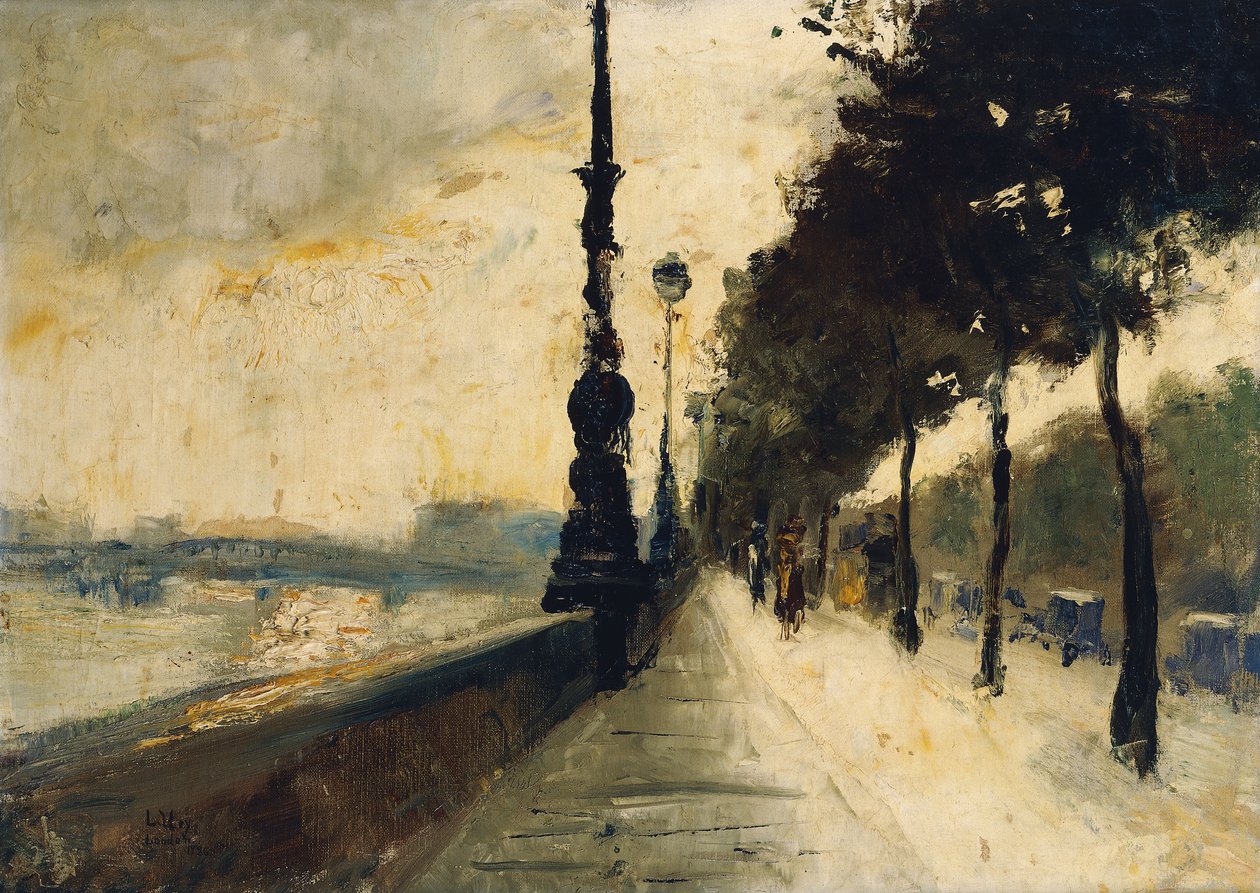 The Embankment, Londýn; Der Uferdamm, Londýn, 1926 od Lesser Ury