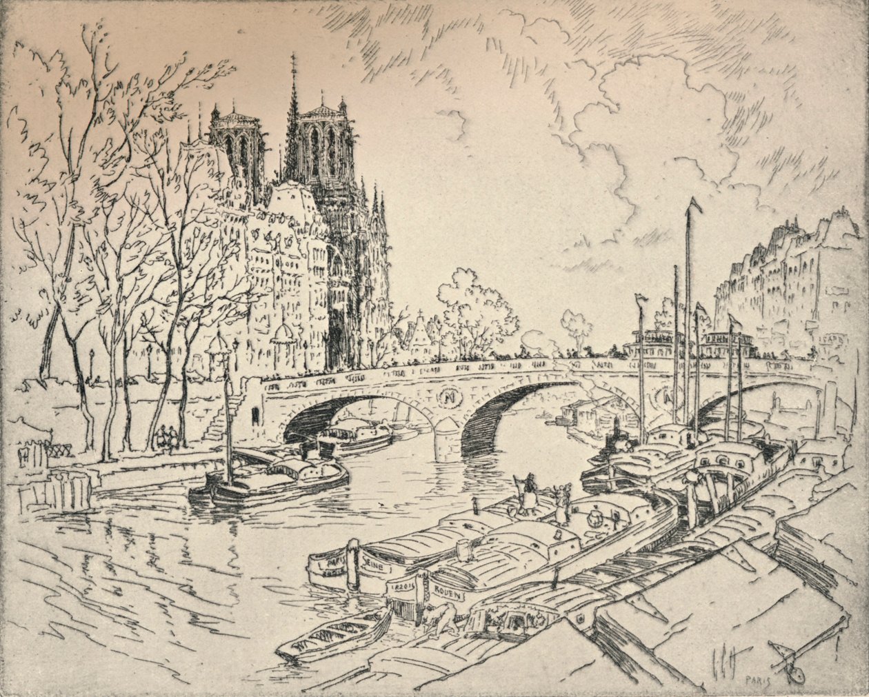 „Seina u Notre Dame“, 1915 od Lester George Hornby