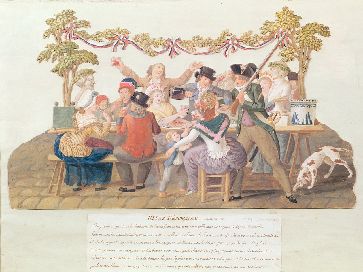 Republikánské jídlo, Messidor, ročník II (červen–červenec 1794) (wc a kvaš na kartě) od Lesueur Brothers