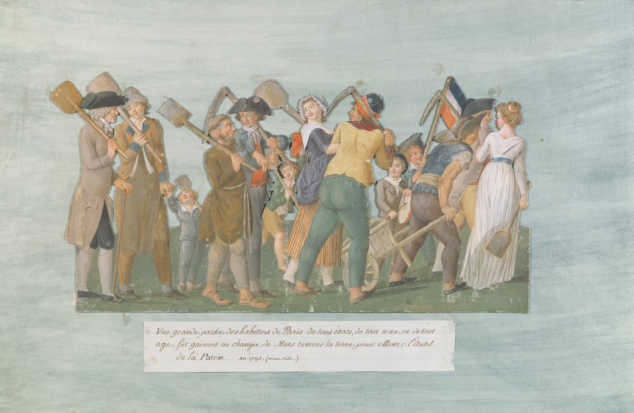 Fol.31 Pařížané jedou na Champ de Mars, 1792 (kvaš na kartě) od Lesueur Brothers