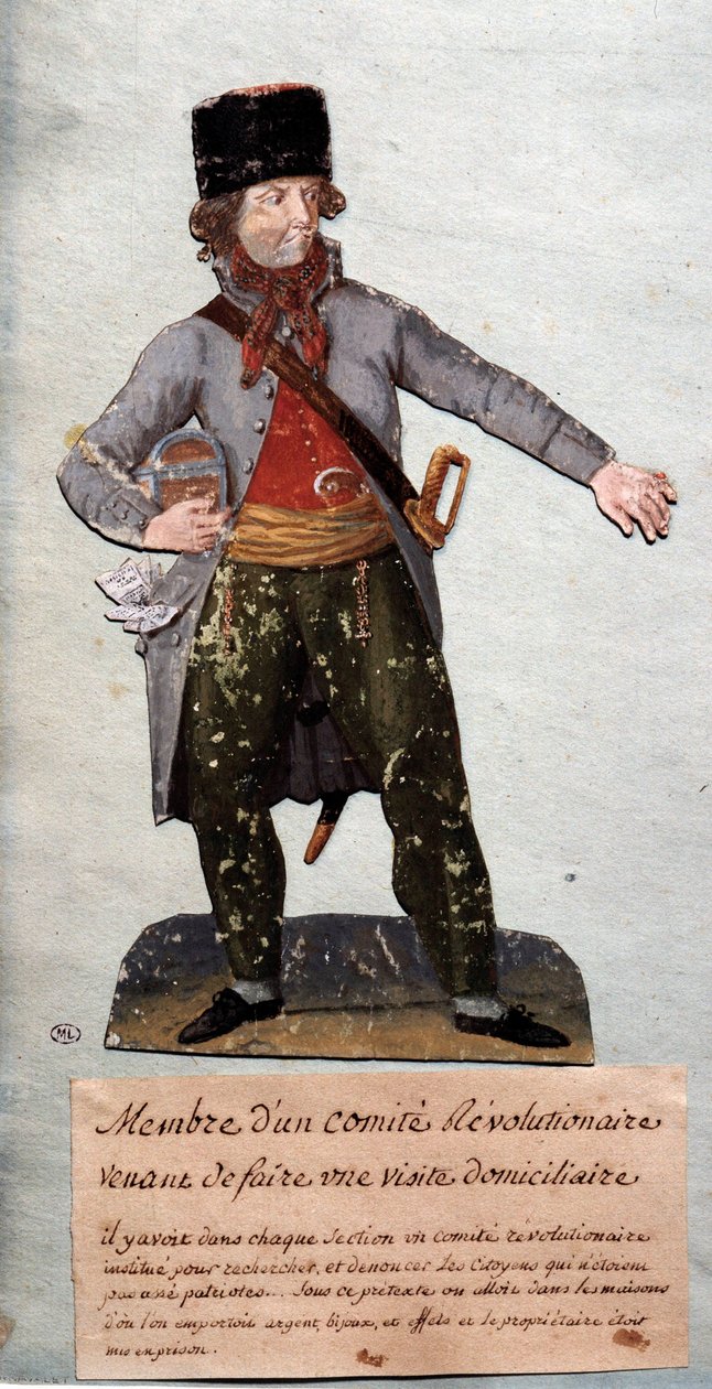 Francouzská revoluce: “”člen revolučního výboru”” Gouache des freres Lesueur (18. století). Musee Carnavalet, Paříž od Lesueur Brothers