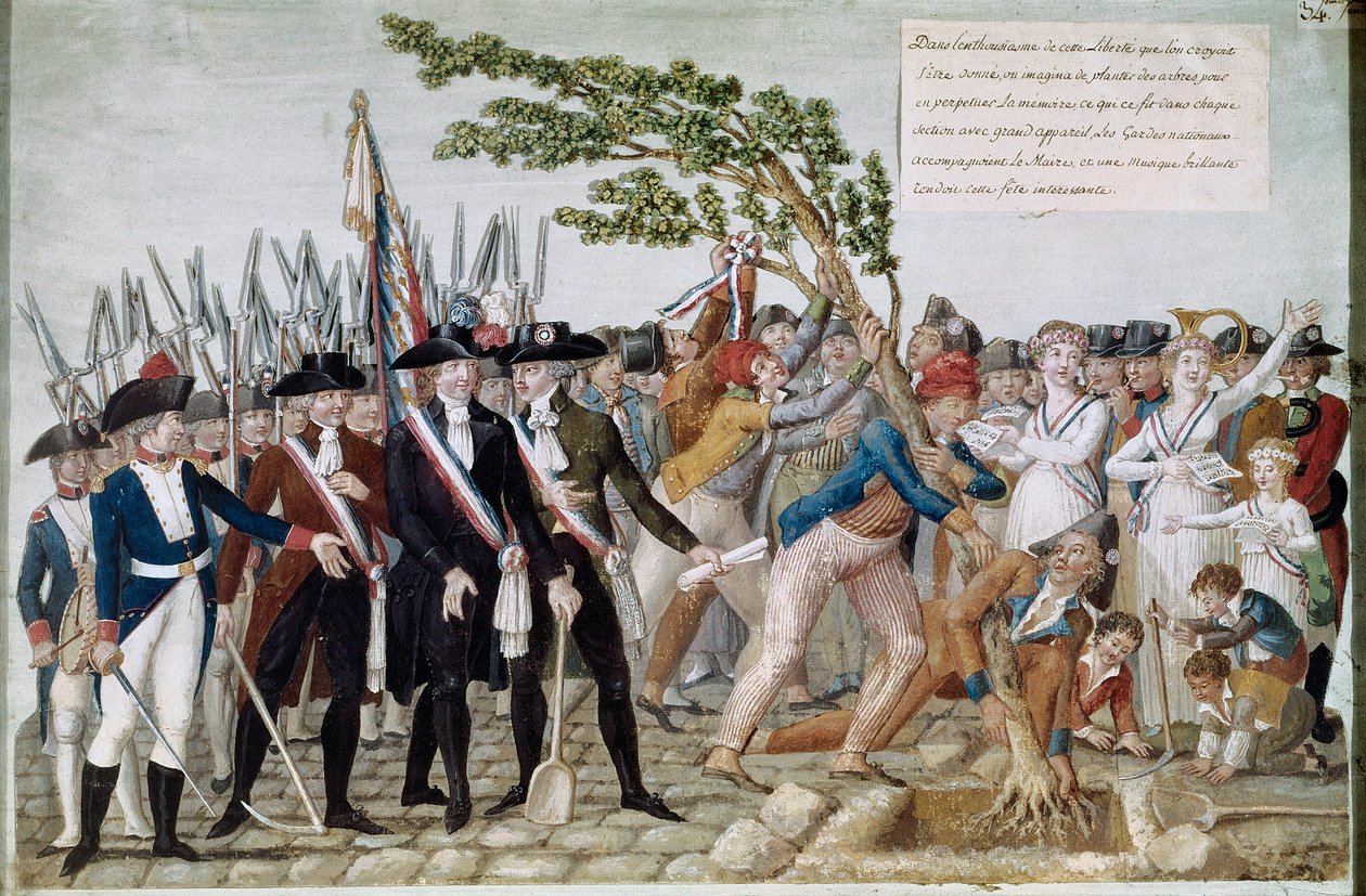 Zasazení stromu svobody. Rytina bratří Lesueurů (18. století). Paříž, Musee Carnavalet. od Lesueur Brothers