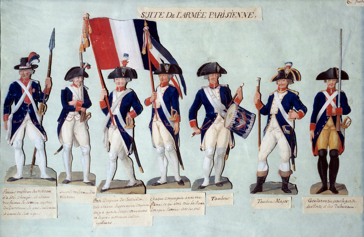 Pařížská armáda za francouzské revoluce Gouache des freres Lesueur (18. století) od Lesueur Brothers