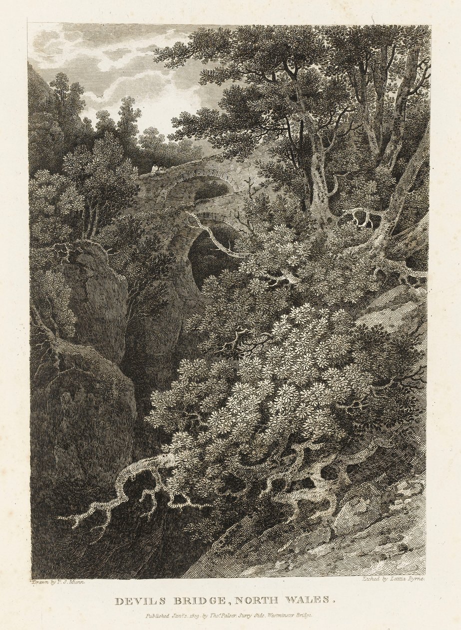 Ďáblův most, Severní Wales (lept) od Letitia Byrne
