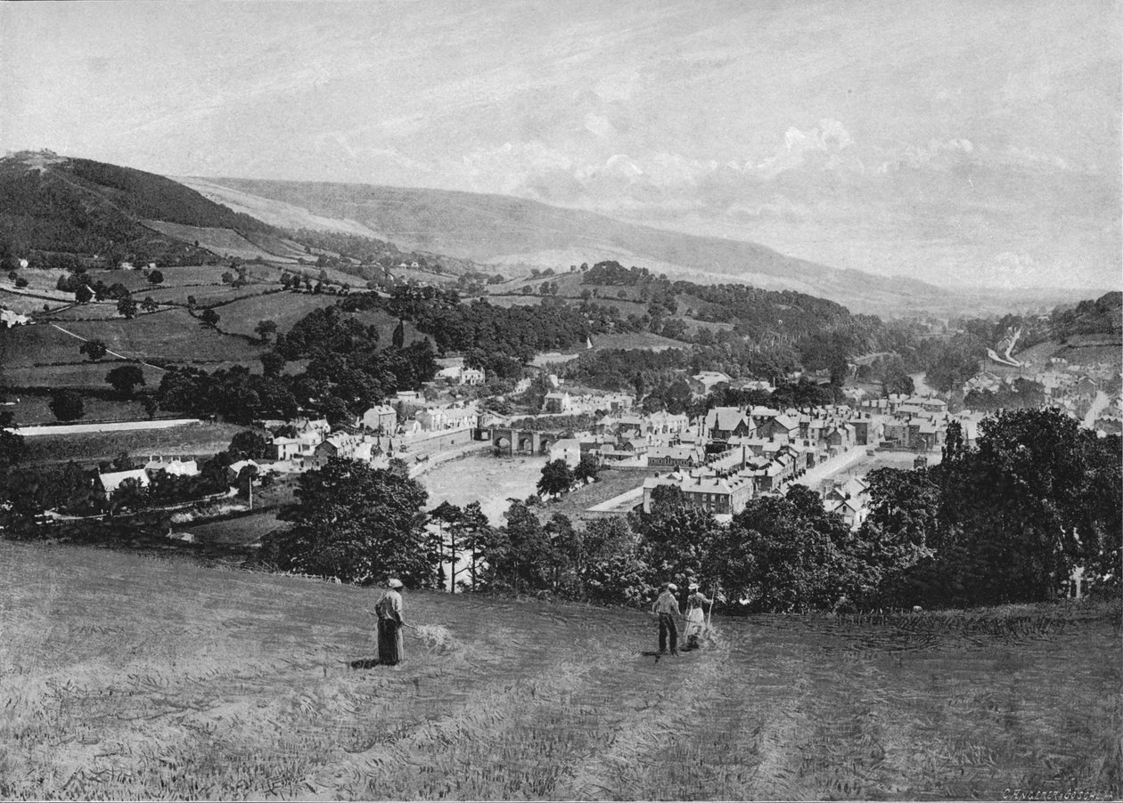 Hrad Llangollen a Crow, c1896 od Lettsome and Sons