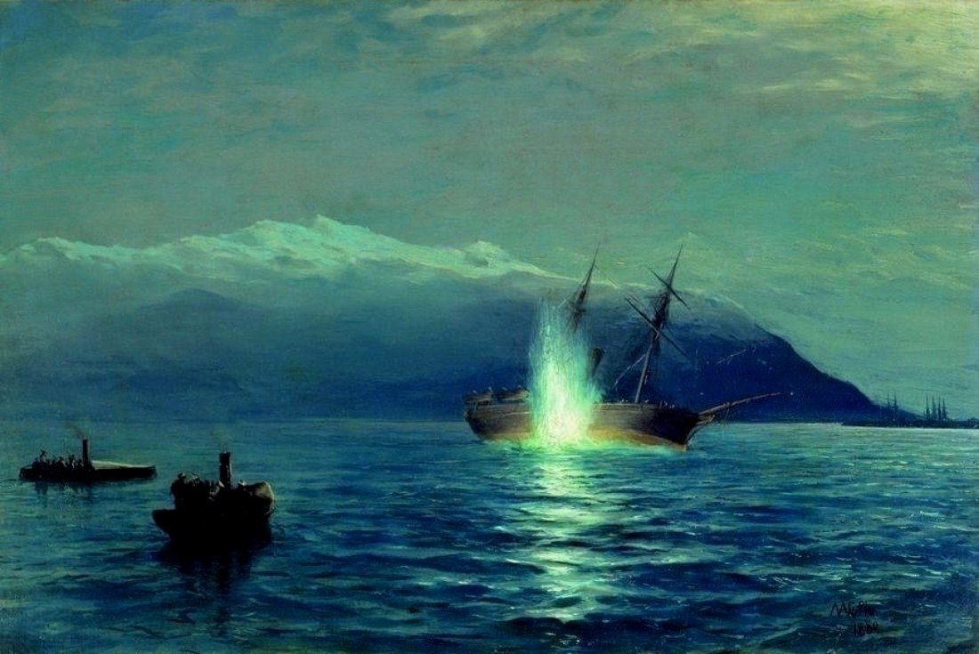 Potopení tureckého parníku od Lev Feliksovich Lagorio