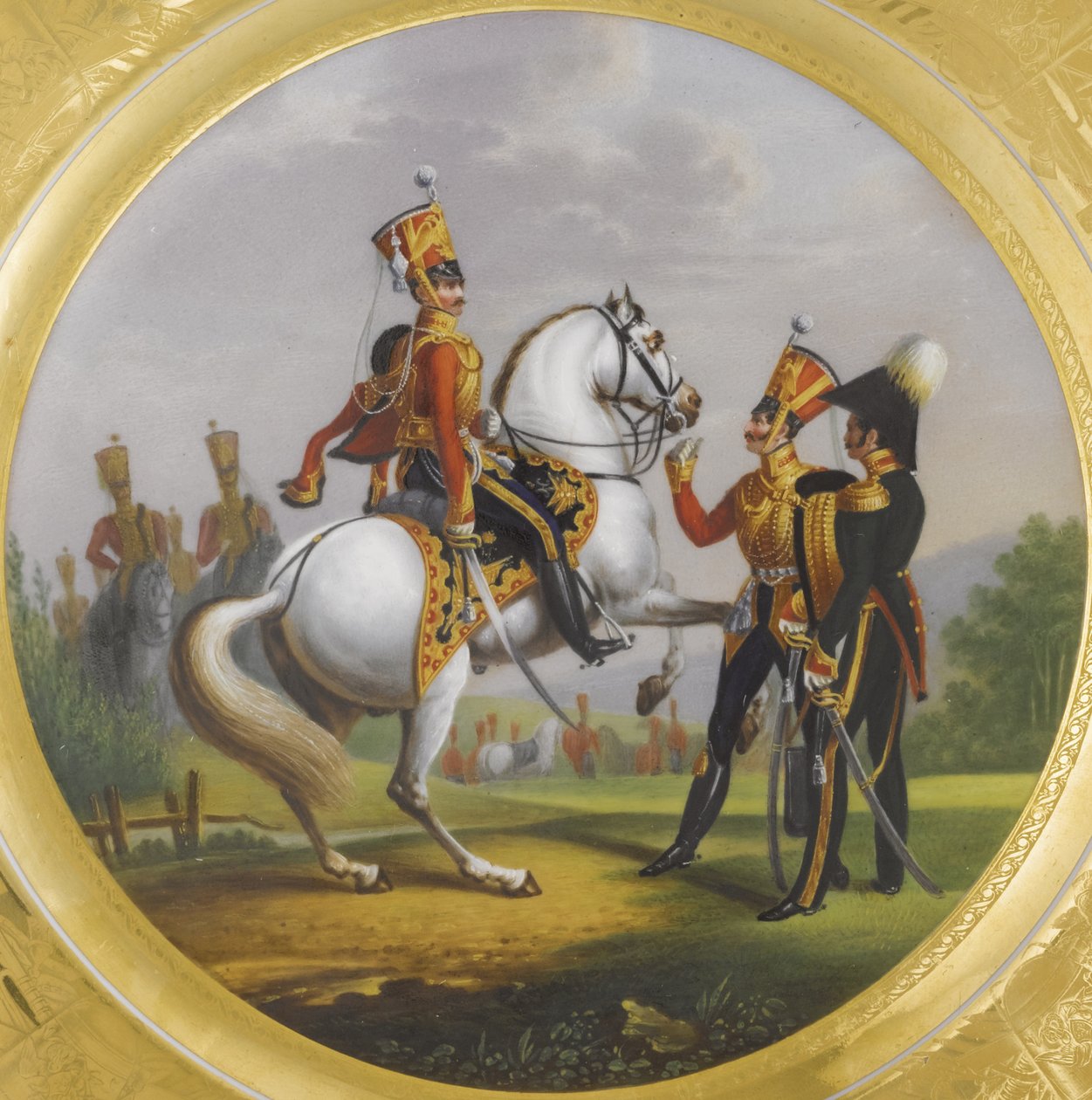 Vrchní důstojník a poddůstojník Husarského pluku plavčíků, 1829 od Lev Alexandrovich Belousov