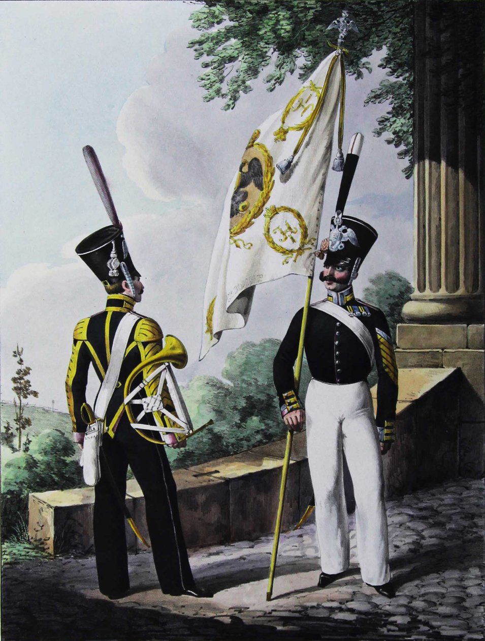 Porte-epee-Praporshchik a Hornist of the Garrison Battalion, 1829 od Lev Alexandrovich Belousov
