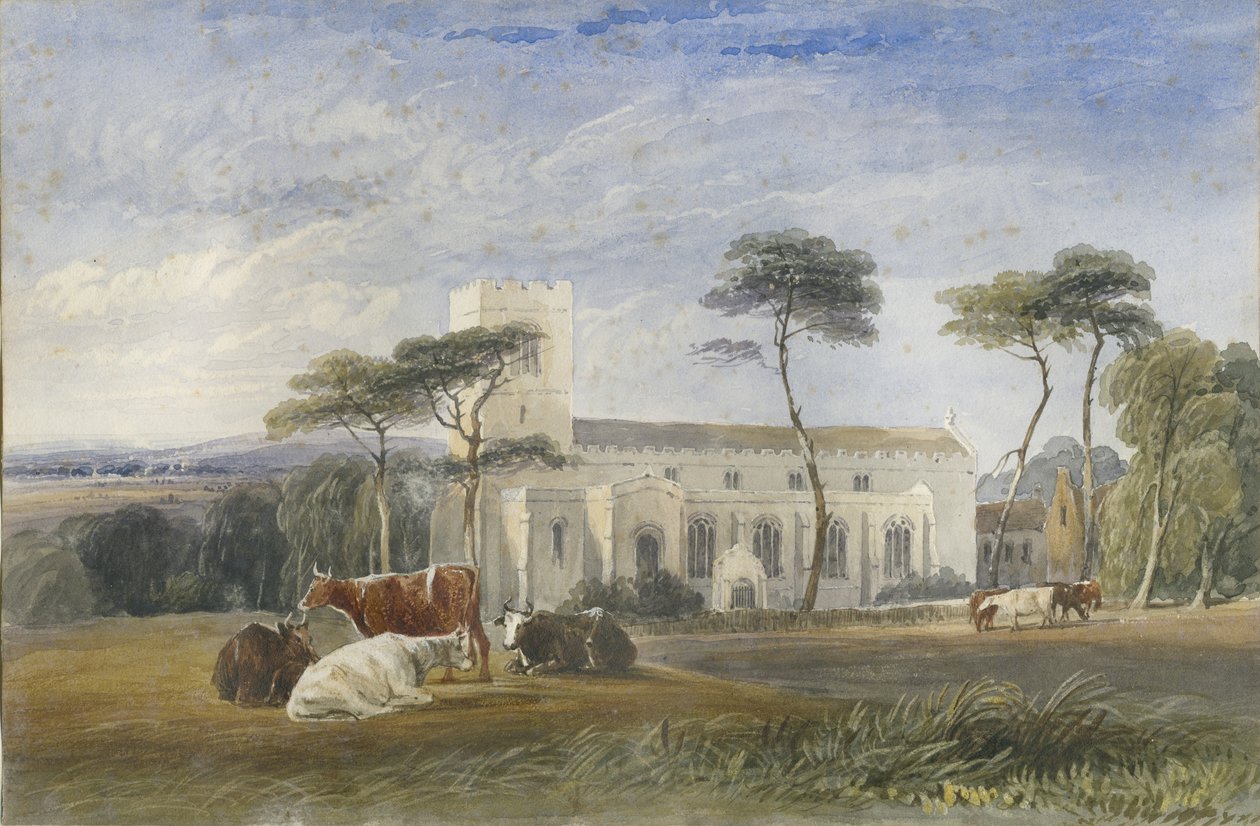Biddulph Church: malba akvarelem a [c 1830-1840] od Lewis John Wood