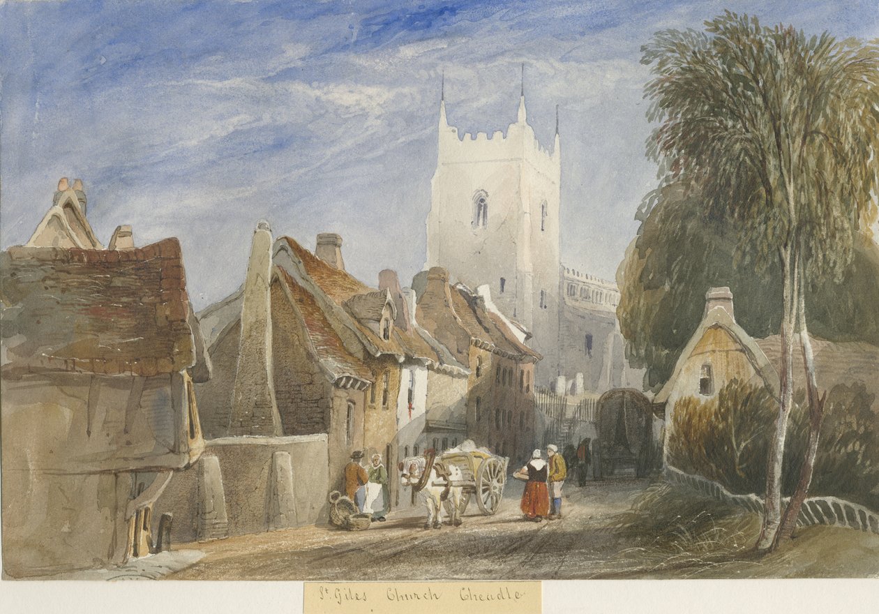 Cheadle Church: malba akvarelem a [c 1830-1840] od Lewis John Wood
